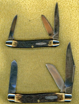 Here are some solid handle &amp; solid bolster Imperials. As near as I can tell from looking at the knives, they appear to be of Swinden Key construction. If that is the case, they were probably made by Schrade.
