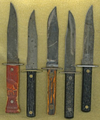 These are variations of the Outer's pattern, like the Hammer Brand shown earlier in this thread.
<br />Left to right:
<br />Imperial
<br />Hammer Brand
<br />Utica Kutmaster
<br />Imperial 
<br />West-Cut