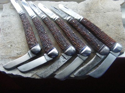 Pile sides of various Schade farmer jacks(1917-1950 apx?)