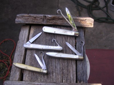 First knife is a union Union Cutlery Co.,second one is a Fairplay Brothers,third one is a Clarks xlt Cutlery,and Fourth one is a Race Brothers
