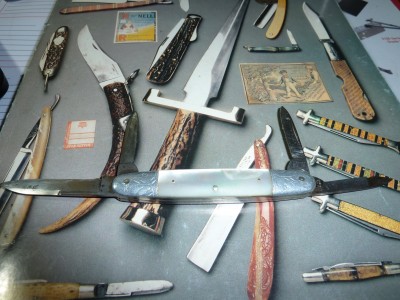 Fancy Hibbard Spencer and Bartlett 4 Bladed Congress with MOP and scrolled aluminum bolsters circa early 1900's