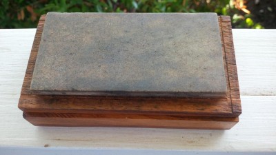 W.R. Case Arkansas stone, mounted in wooden box