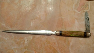 Novelty Cutlery letter opener, mark side