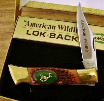Camillus 11 - American Wildlife 'Running Deer' Lockback - Open.JPG