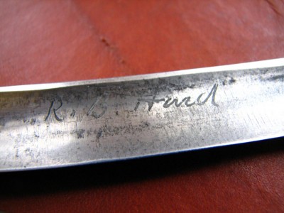 Pile side of blade.