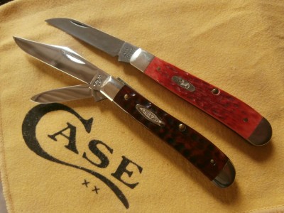 1965-69 Case Mini Trapper &amp; 2002 Wharncliffe Damascus Mini Trapper