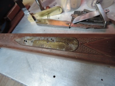 An old rifle stock used for the covers