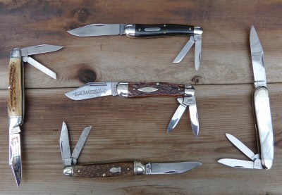left; Schrade, top: GEC, middle: Case, bottom: Craftsman, right: Coles
