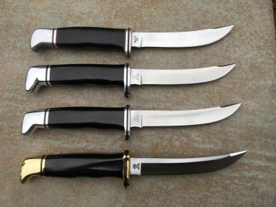 Buck 118 Personal 440C (1968-71) - 425M (1981-85) - 420HC (1994) - 5160 (2016).JPG