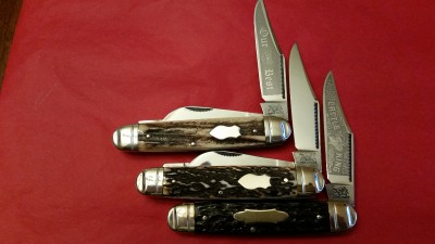 Cattle King BKC #362-D 1 of 2, 363-G 1 of 84, and green bone 1-blade unlisted 1 of ?