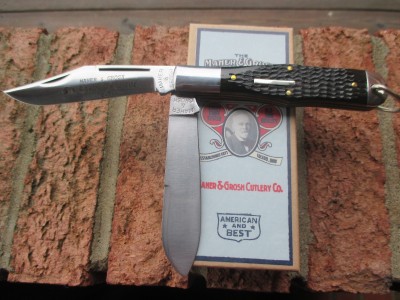 Maher &amp; Grosh folding hunter reproduction in black jigged bone.  Purchased from AAPK member Roger Cunningham aka Peanut 740