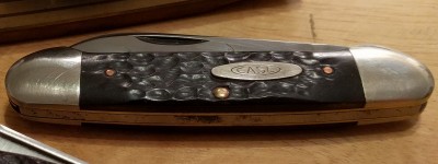 Case 62191 4-dot canoe (1976) jigged brown bone
