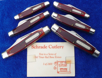 1985 - Schrade Red Bone Sets(they come in a nice spring hinged case).
