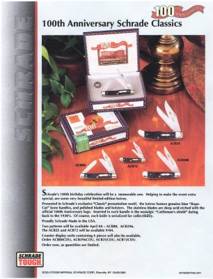 Schrade ACB Blue Rope-cut Bone. Flyer.