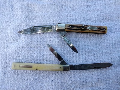 Fight'n Rooster doctor's knives, stag &amp; smooth bone