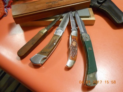 Three lock backs, a junker and a whetrock.