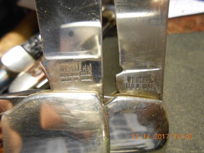 Different stamps and different kicks on the clip blade