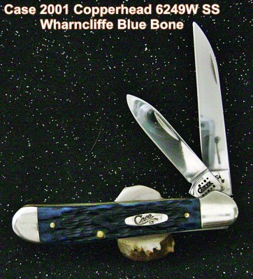 Case 2001 Copperhead 6249W SS Wharncliffe Blue Bone - Mark Open Labeled.JPG