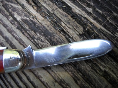 Reshaped spear, notice the arc marks on the spine of the blade and on the bolster