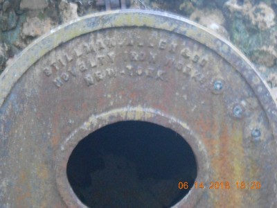 The head of the boiler used to power the steam engine, made in NY.