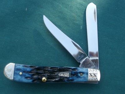 2013 Case 6207 Mediterranean Blue Jigged Bone Salesman's Sample Mini Trapper