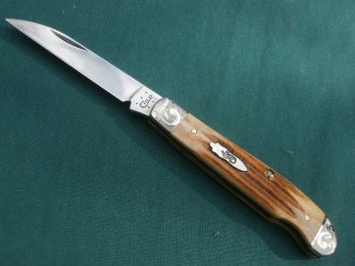 2014 Case 6107WEZ Second Cut Antique Bone EZ Open Wharncliffe Mini Trapper