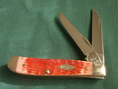 2005 Case 6207W Salmon Jigged Bone Wharncliffe Mini Trapper