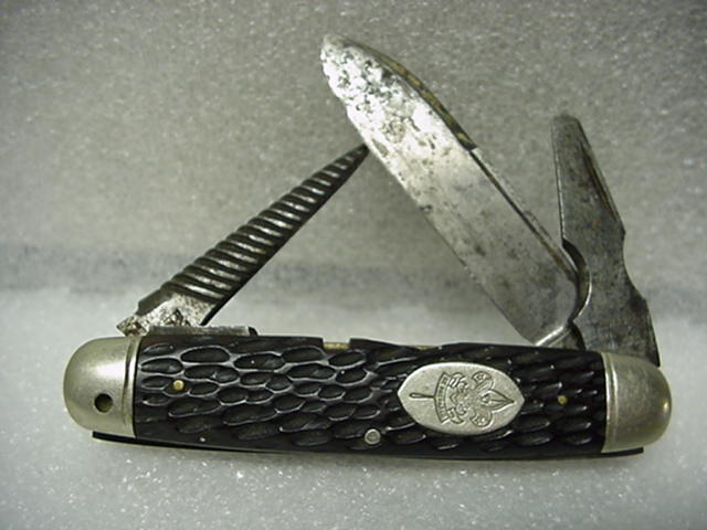 New York Knife Co., 4-bld., BS1, Bone, Spiral patent Punch, Official.
