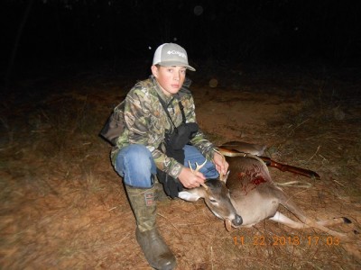 Here's the deer hunter with his buck.