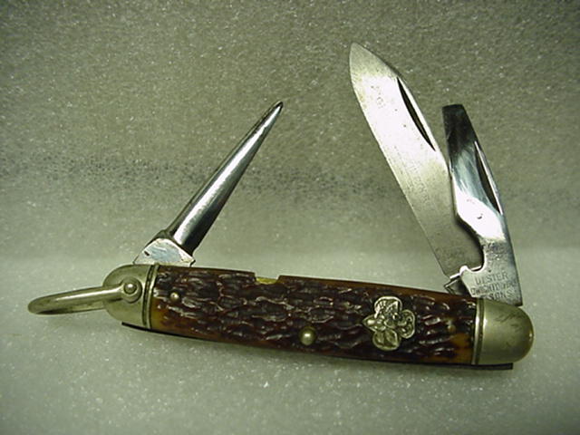 Ulster Dwight Divine, 4-bld., Bone, Official, Blade Etched &quot;Girl Scouts&quot;