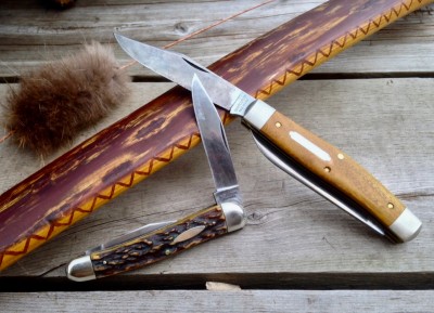 cherry bark osage bow & knives - 1.jpg