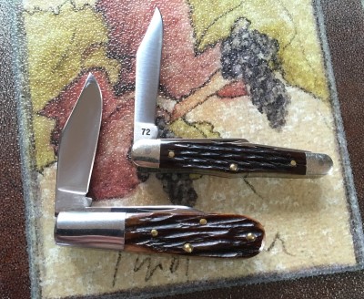 Queen Barlow, D2 &amp; bone, Camillus #72 Whittler, carbon &amp; bone