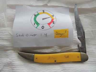 #4 Fisherman's Pick (Camillus) The fisherman must have been drunk. But the blade wobbles enough to use as an action lure.