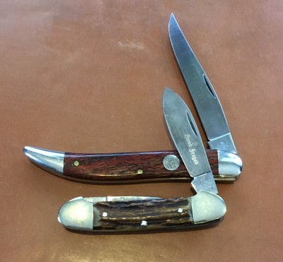 Henckels #1935 Canoe, 1095 &amp; stag, Queen #20CZ Toothpick, D2 &amp; wood