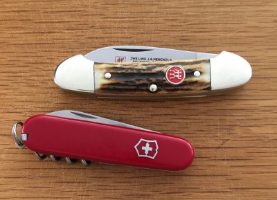 Henckels Canoe #HK-12-9, SS &amp; torched stag, Victorinox Officier Sussie, SS &amp; fiber