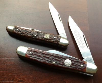 Boker #8573BR Stockman &amp; Boker #280 Whittler, both carbon &amp; bone