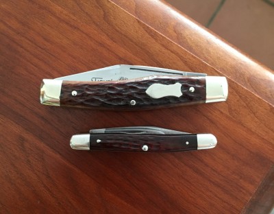 Fight'n Rooster Gunstock Stockman &amp; Case #6227 Small Premium Pen, both carbon &amp; bone