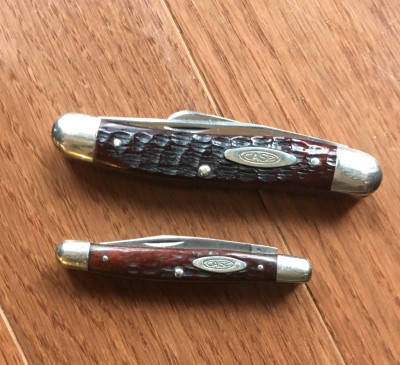 Case #6318SH Medium Stockman &amp; Case #6227 Small Premium Jack, both '65 to '69 &amp; both CV &amp; bone