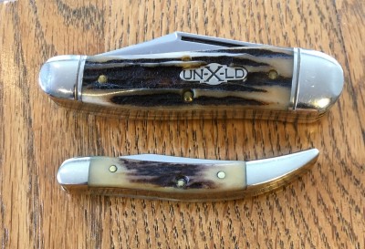 '12 Northfield #571312WR Wrangler cattle knife, 1095 &amp; stag &amp; '08 Case #510096SS Small Texas Toothpick SS &amp; stag