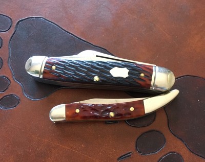 '17 Northfield #661317 Calf Roper Medium Stockman, 1095 &amp; bone, '15 Case #610096CV Small Texas Toothpick, CV &amp; bone