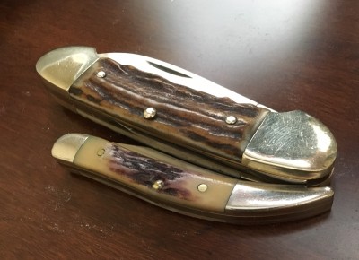 Henckels #1935 Canoe 1095 &amp; stag, Case #510096SS Small Texas Toothpick SS &amp; stag