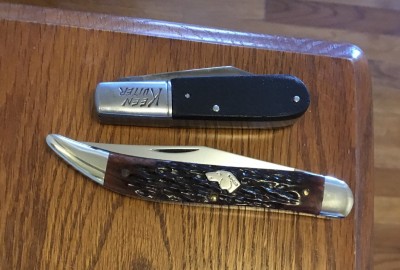 Keen Kutter #K2881 3/4 Barlow carbon &amp; ebony?, KA-BAR Texas Toothpick carbon &amp; bone