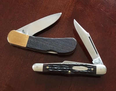 Gerber Classic SS &amp; wood, Camillus #72 Carpenter's &amp; Whittler's Knife carbon &amp; bone