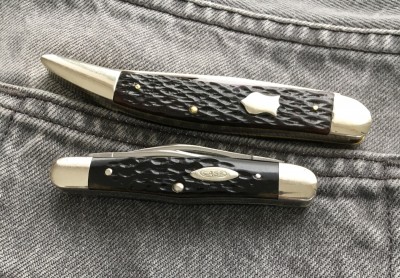 1987 Winchester #W15 1924 Toothpick with carbon &amp; bone (made by Queen) &amp; 1978 Case #6308 Small Split-Back Whittler with CV &amp; bone
