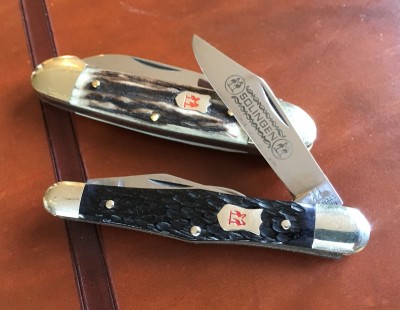 1979 Kissing Cranes #2739 Whittler with carbon &amp; bone &amp; a Kissing Cranes #2506 Canoe with 1095 &amp; stag