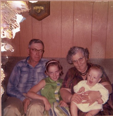 Grandad, sister, grandma, and I
