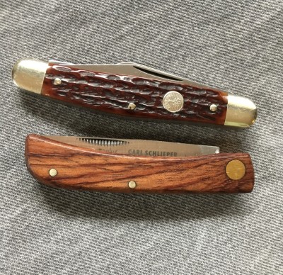 Boker #8573BR Stockman with carbon &amp; bone &amp; German Eye Brand #99jr Small Clasp Jack with carbon &amp; wood