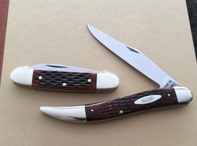 Henckels #HK-12-9 Canoe with SS &amp; bone (handles compliments of Muskrat Man) &amp; '72 Case #61093 Texas Toothpick with CV &amp; bone