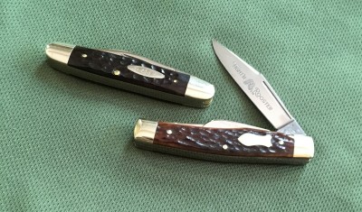 '74 Case #62055 Small Cigar Jack with CV &amp; bone &amp; Fight'n Rooster Gunstock Stockman with carbon &amp; bone
