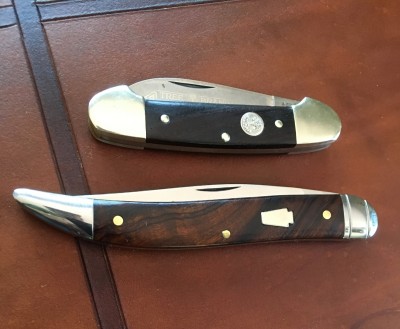 Boker #200 Canoe with 1095 &amp; wood &amp; Schatt &amp; Morgan (Queen) #5 Toothpick with 1095 &amp; Desert Ironwood